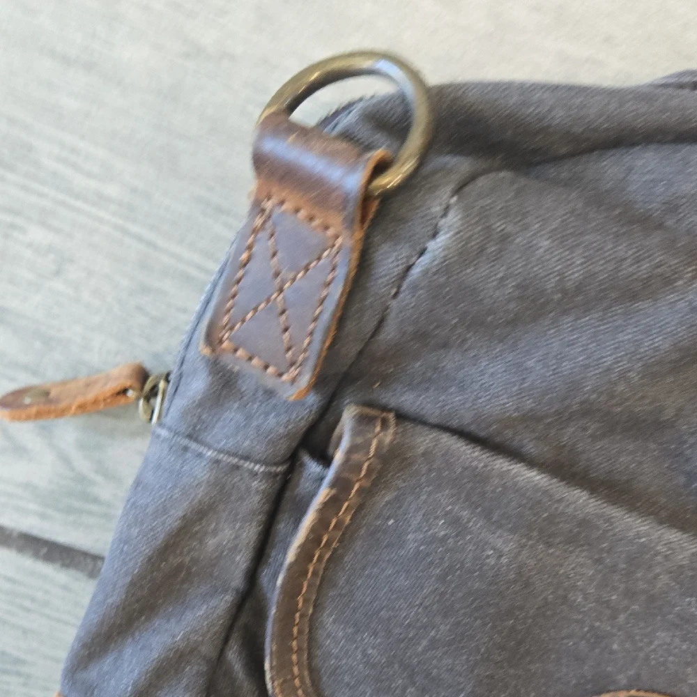 Vintage Style Canvas & Leather Travel Bag Briefcase‎ Laptop Duffel